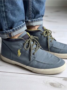 Polo by Ralph Lauren Blue Chukka Boots with Yellow Logo